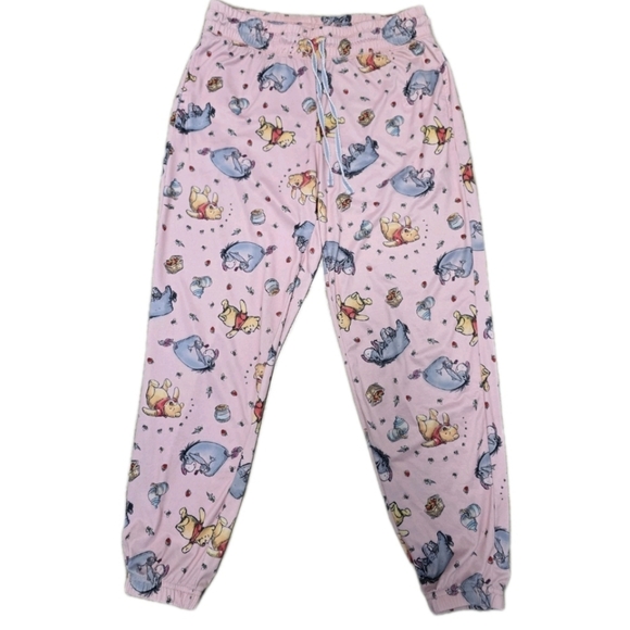 Disney Winnie The Pooh Lounge Pants Pink Womens Sleep Joggers Size Medium - Picture 2 of 6